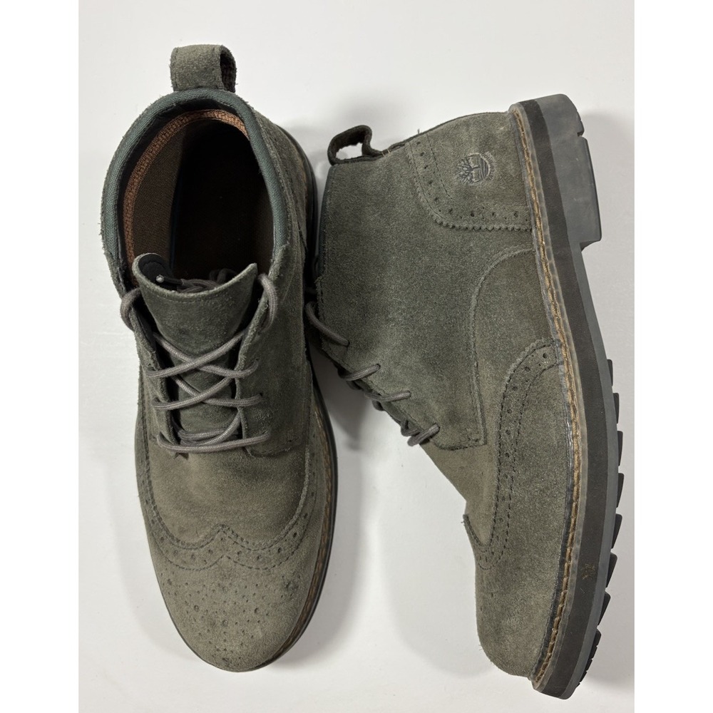 Timberland Squall Canyon Wingtip Chukka Boots Green Suede Waterproof Men's 8.5